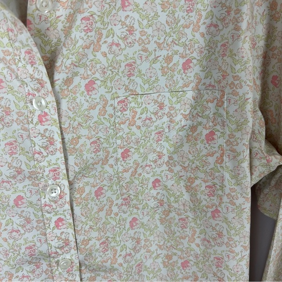 LL Bean Cream and Pink Floral Casual Button Down Shirt Size Large - Picture 7 of 10